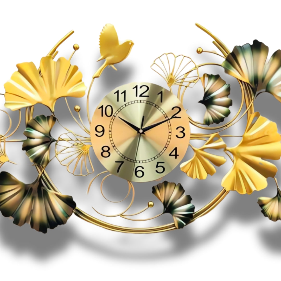 Ginkgo Leaf Designer Wall Clock