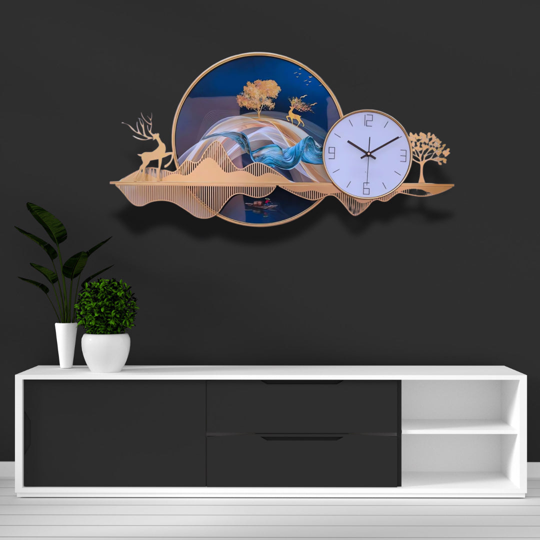 Golden Landscape Designer Wall Clock