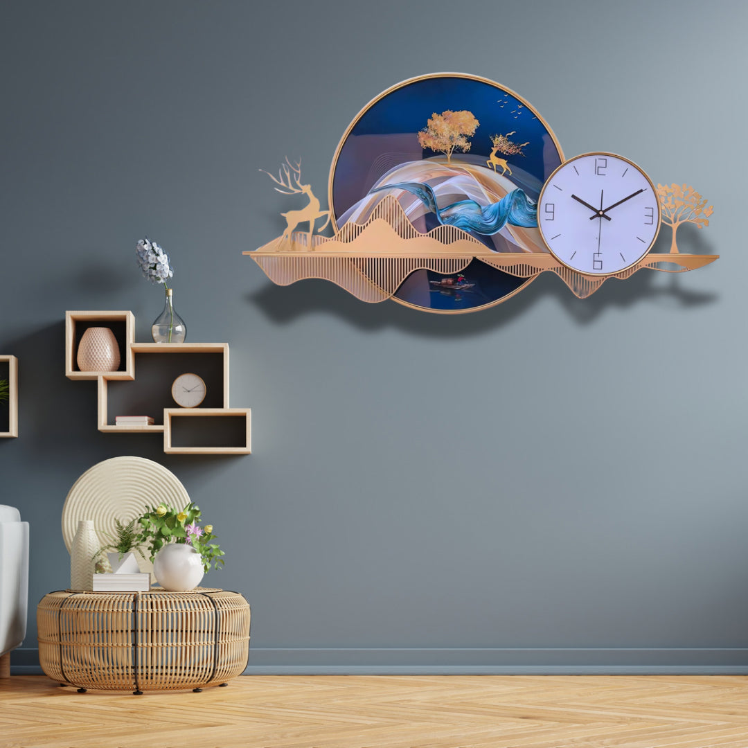 Golden Landscape Designer Wall Clock