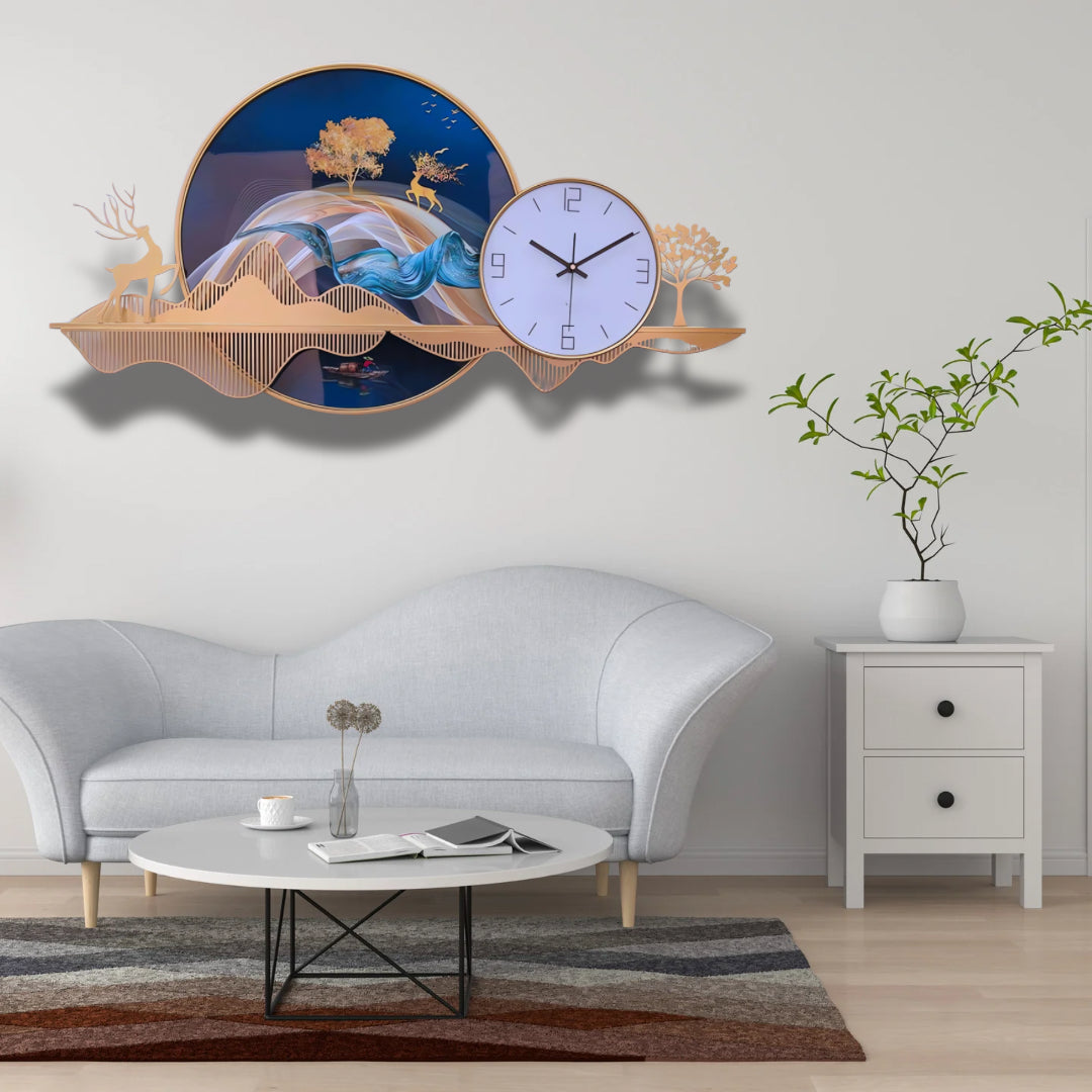 Golden Landscape Designer Wall Clock