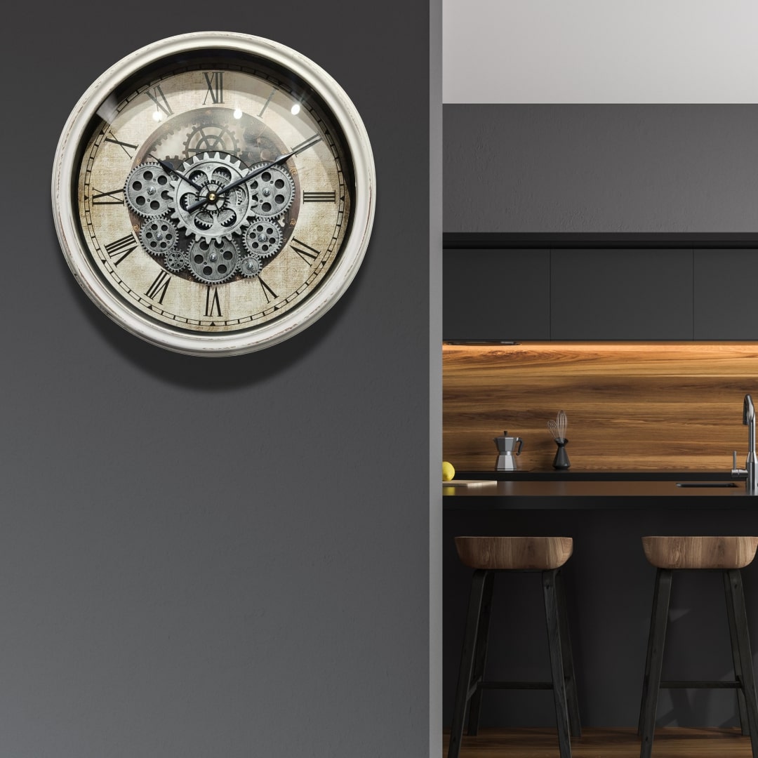 Industrial Steampunk Moving Gears Wall Clock