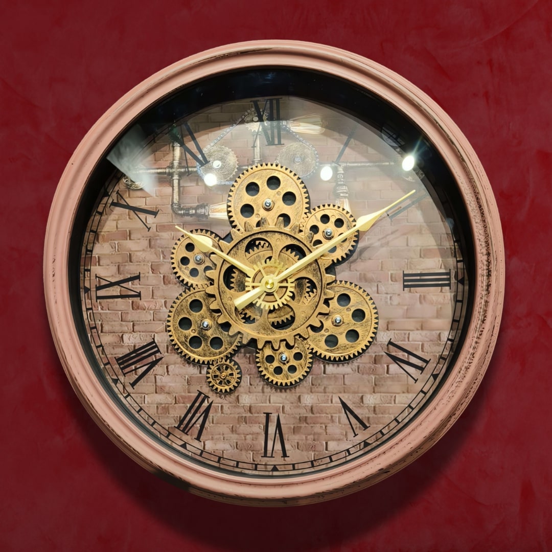 Industrial Retro Moving Gears Wall Clock