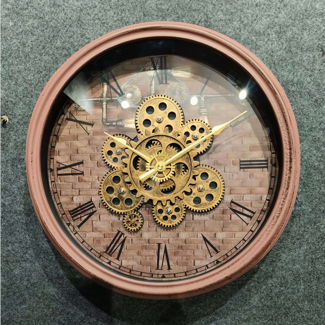 Industrial Retro Moving Gears Wall Clock