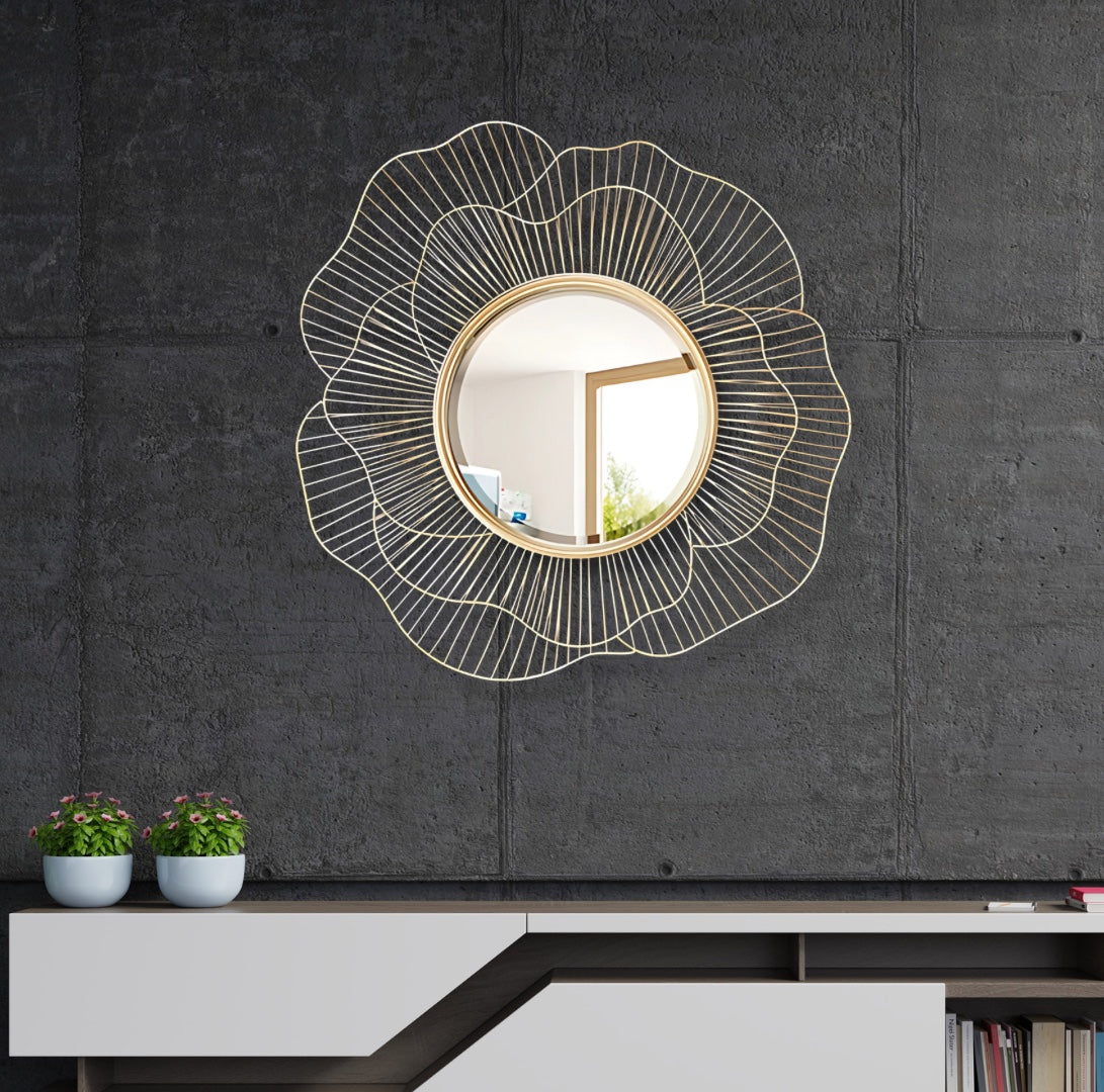 Golden Flower Wall Mirror