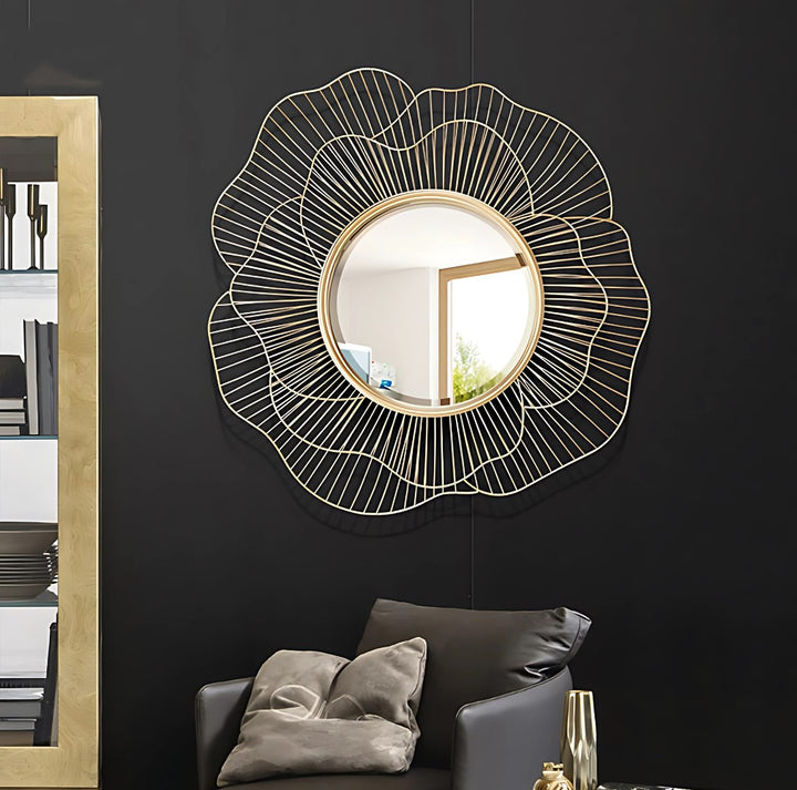 Golden Flower Wall Mirror