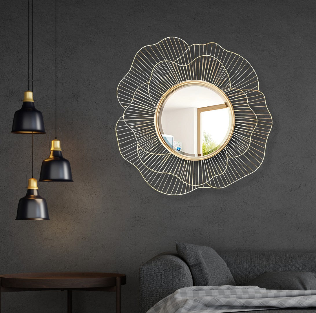 Golden Flower Wall Mirror
