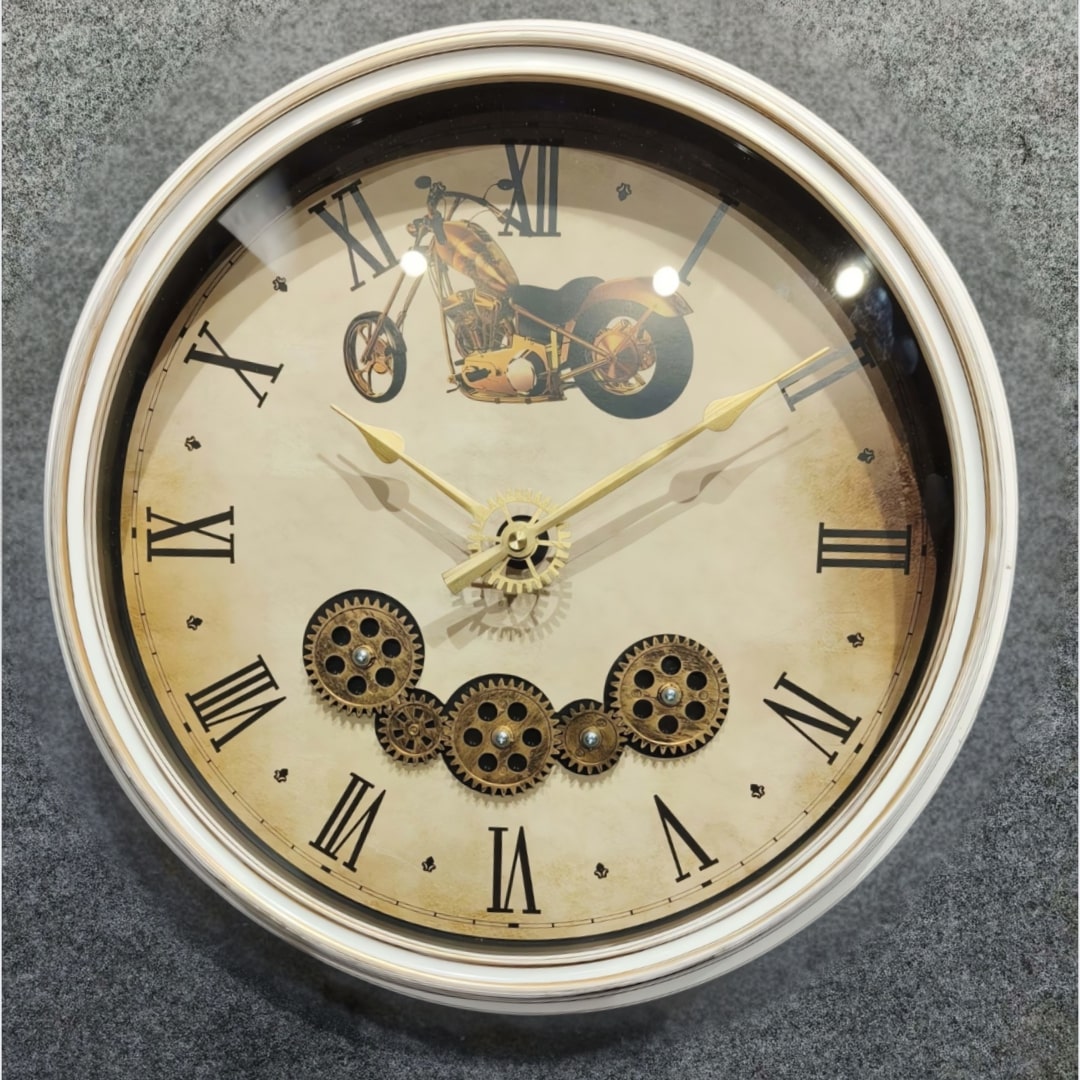 Industrial Vintage Moving Gears Wall Clock