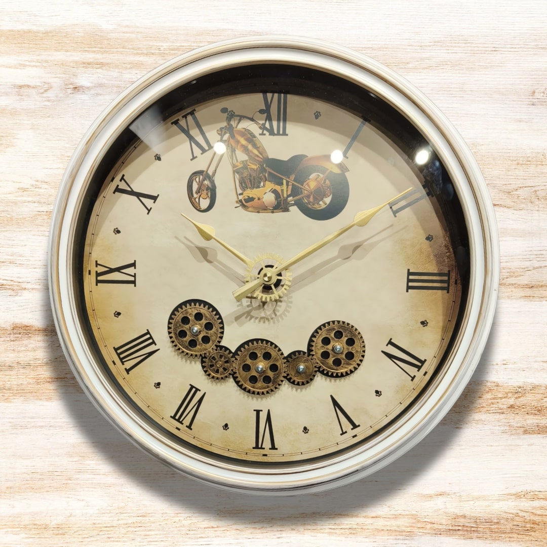 Industrial Vintage Moving Gears Wall Clock