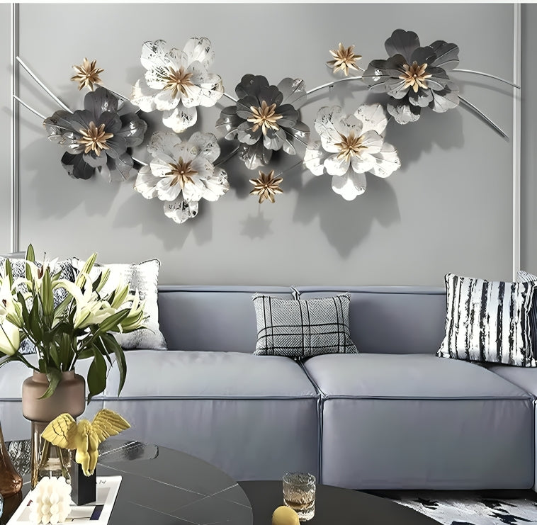 Black & White Floral Metal Wall Art