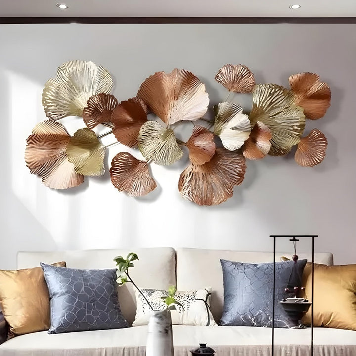 Gold & Copper Ginkgo Leaf Wall Art