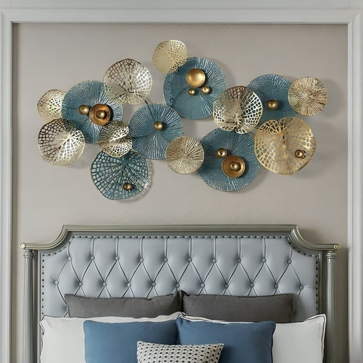 Gold & Teal Circular Metal Wall Art