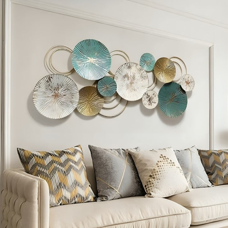 Teal & White Circular Wall Art