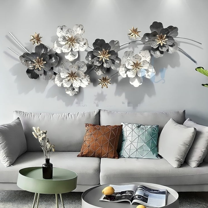 Black & White Floral Metal Wall Art