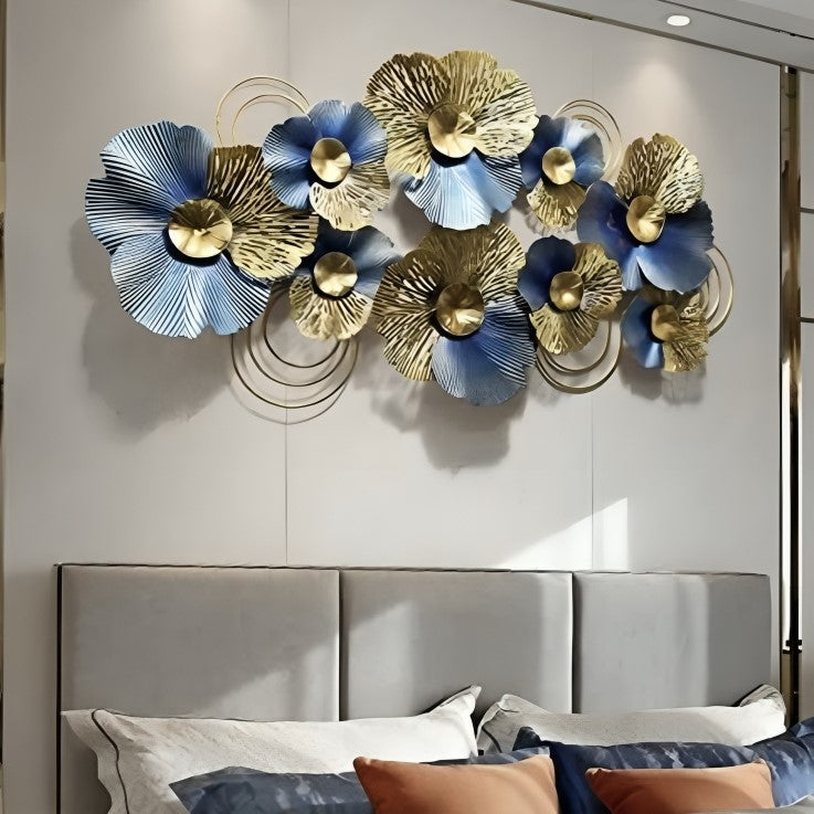 Blue & Gold Floral Petal Wall Art