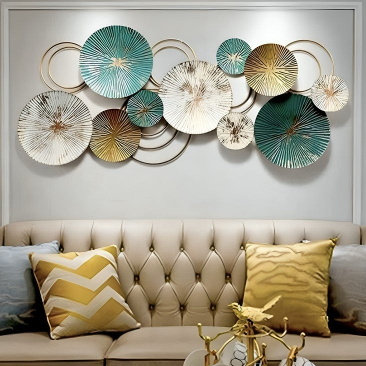 Teal & White Circular Wall Art