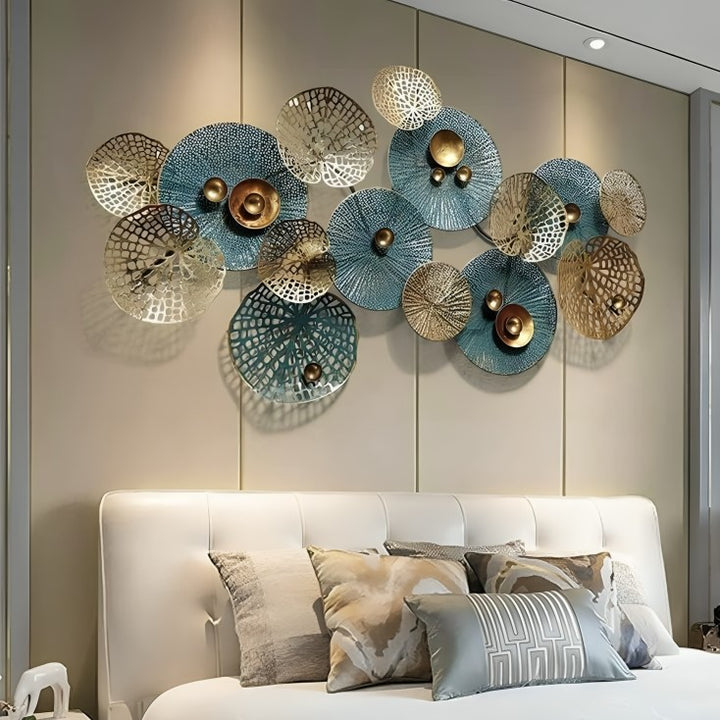 Gold & Teal Circular Metal Wall Art