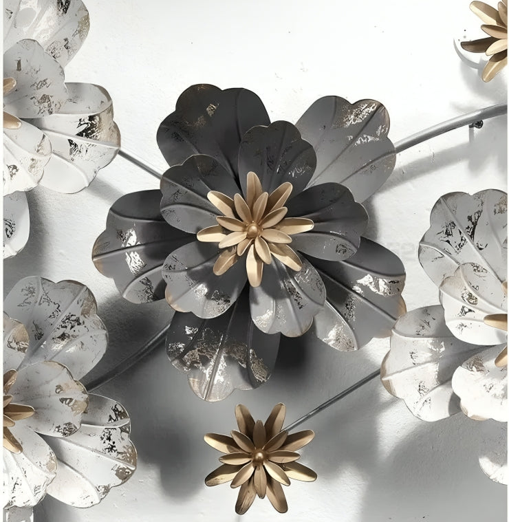 Black & White Floral Metal Wall Art