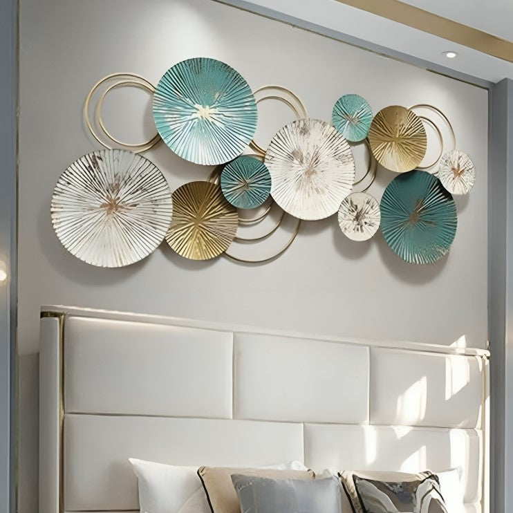 Teal & White Circular Wall Art