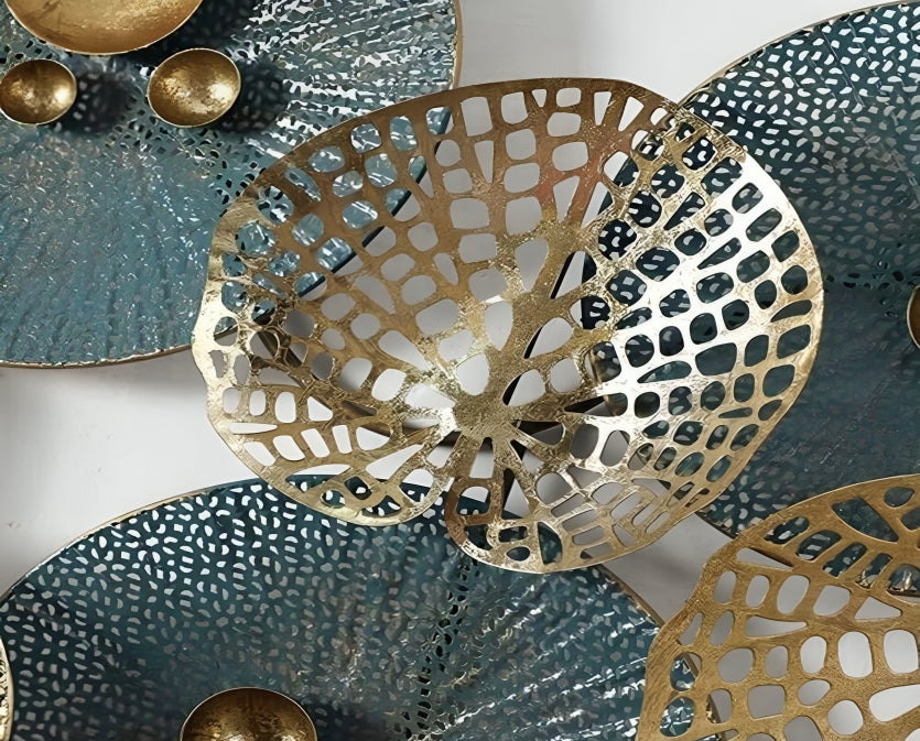 Gold & Teal Circular Metal Wall Art