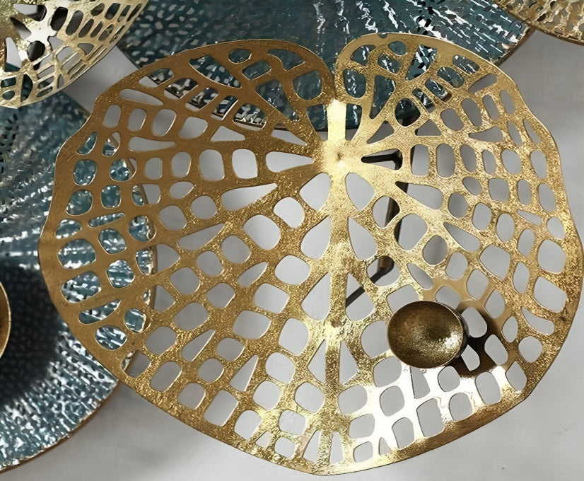 Gold & Teal Circular Metal Wall Art