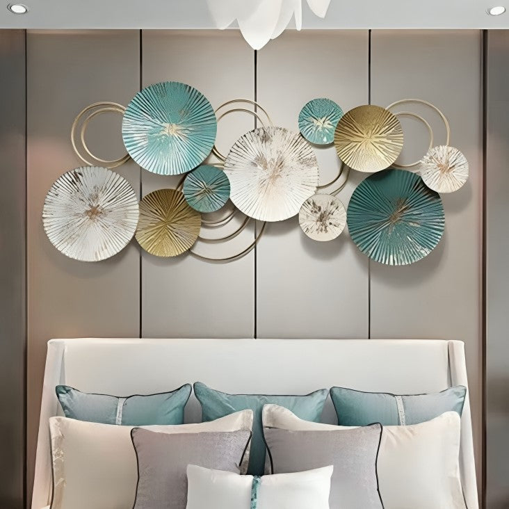 Teal & White Circular Wall Art