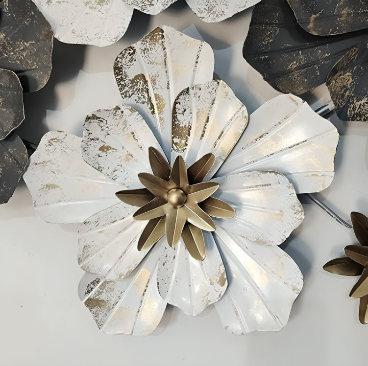 Black & White Floral Metal Wall Art