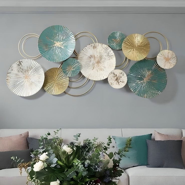 Teal & White Circular Wall Art