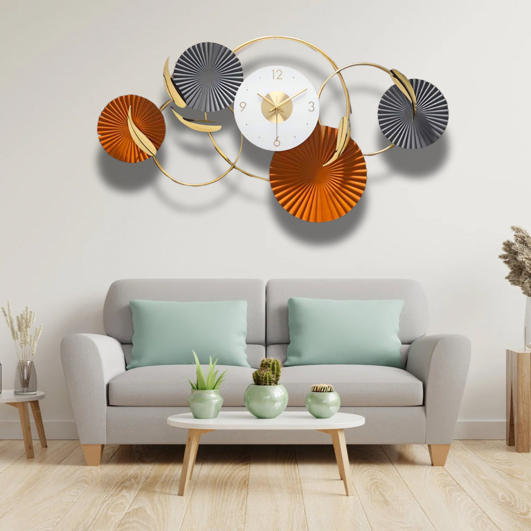 Multi-tone Leaves Designer Wall Clock