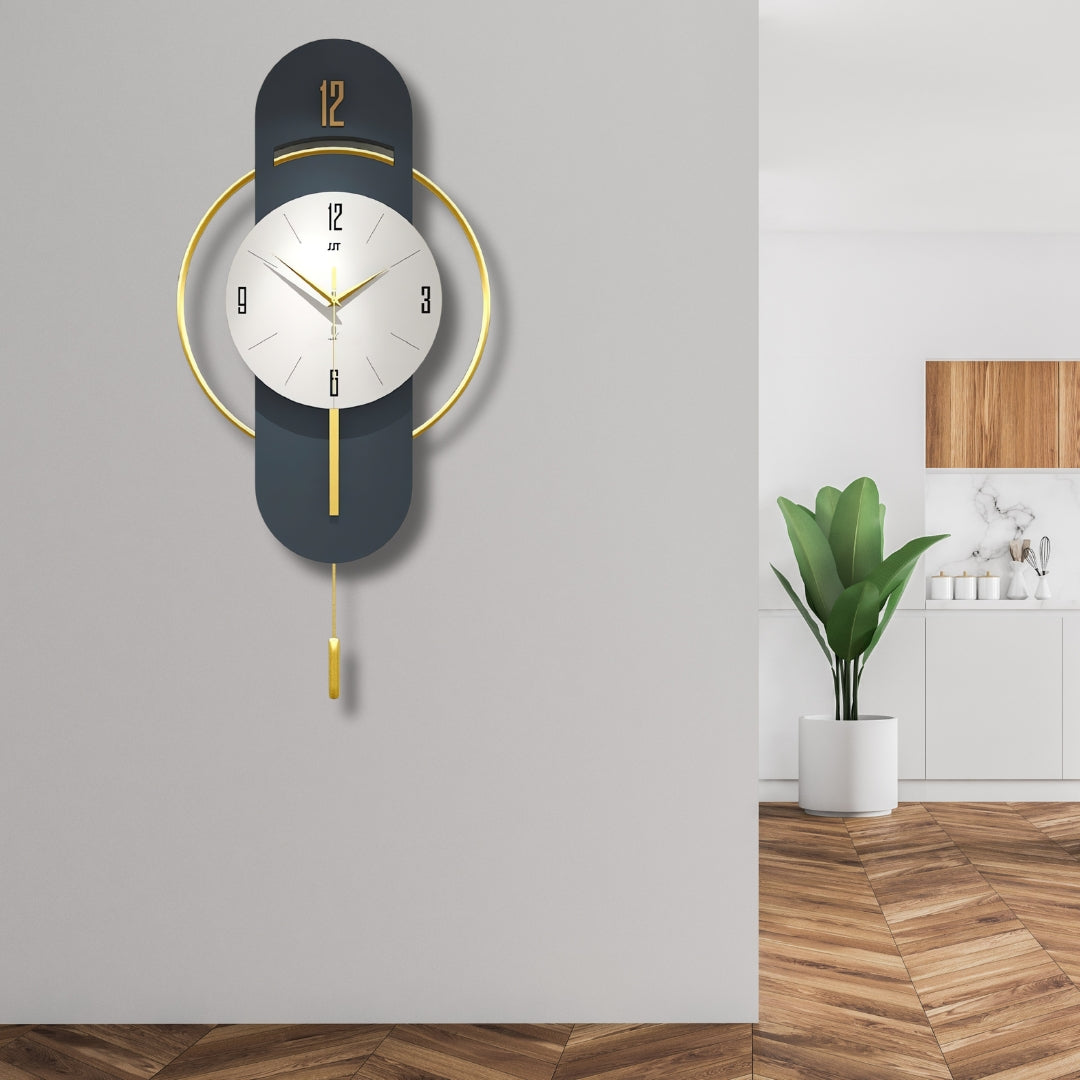 Blue And Gold Designer Wall Clock