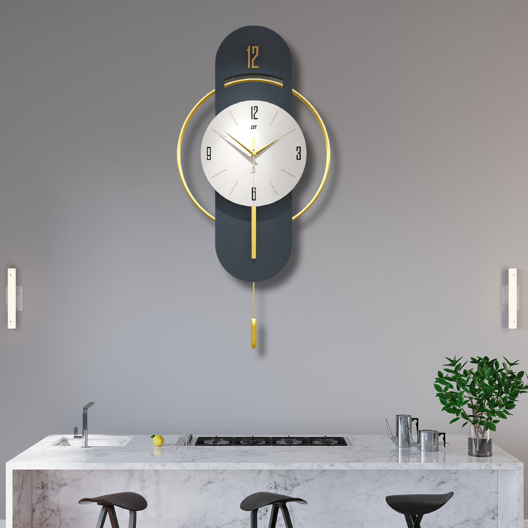 Blue And Gold Designer Wall Clock