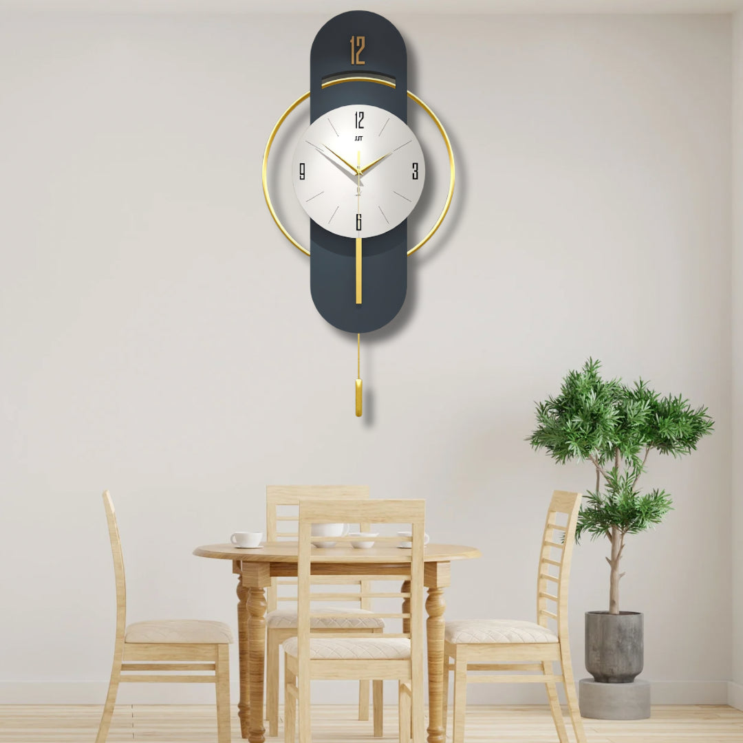 Blue And Gold Designer Wall Clock