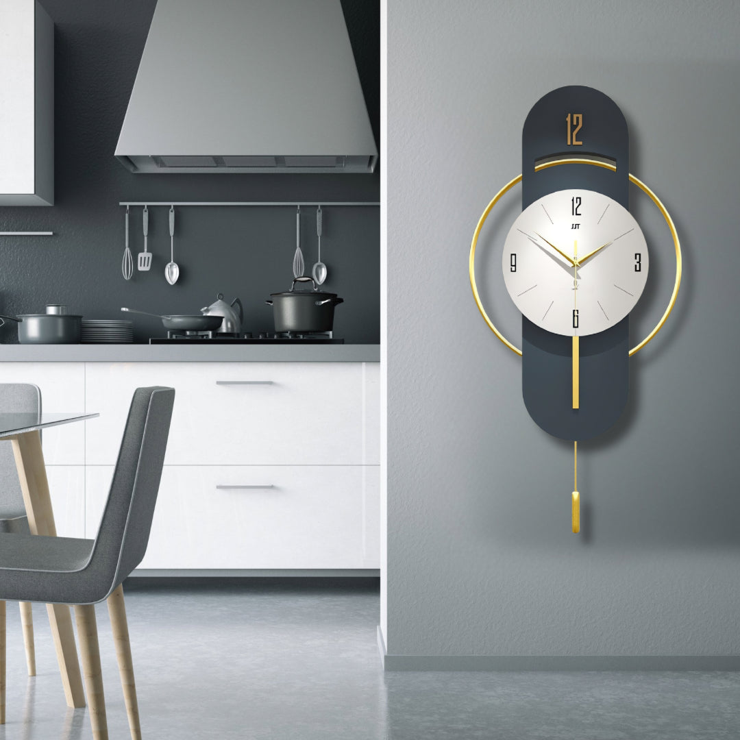 Blue And Gold Designer Wall Clock