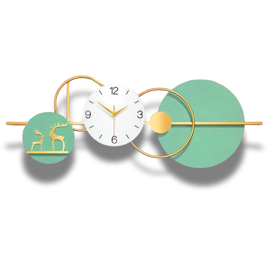 Green And Gold Circular Wall Clock