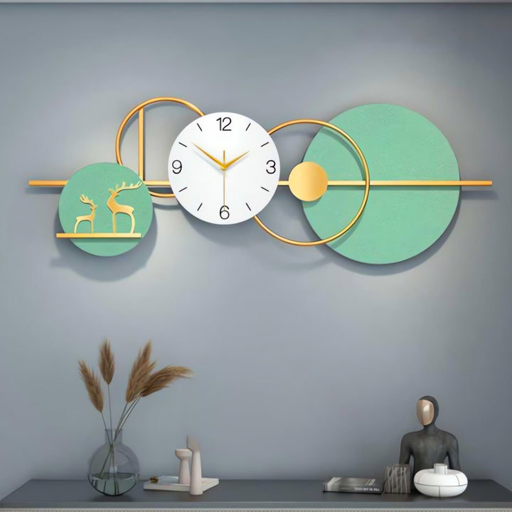 Green And Gold Circular Wall Clock