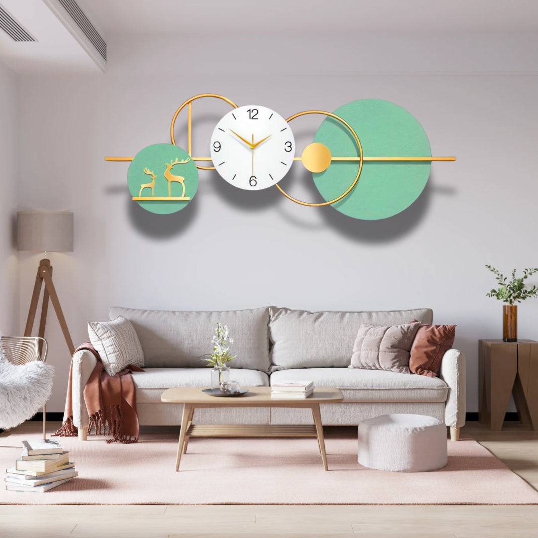 Green And Gold Circular Wall Clock