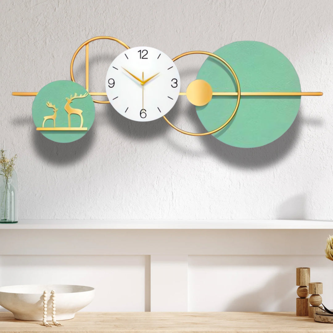 Green And Gold Circular Wall Clock