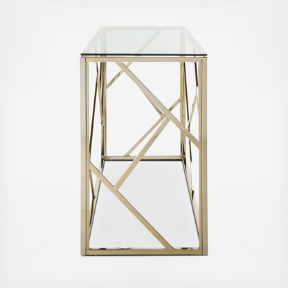 Console Side Table With Glass Top - Zigzag Design Coffee Tables Writings On The Wall
