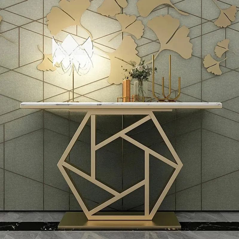 Console Side Table With Stone Top - Hexagon Design Coffee Tables Writings On The Wall