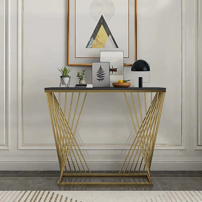 Console Side Table With Stone Top - Trapezoid Design Coffee Tables Writings On The Wall