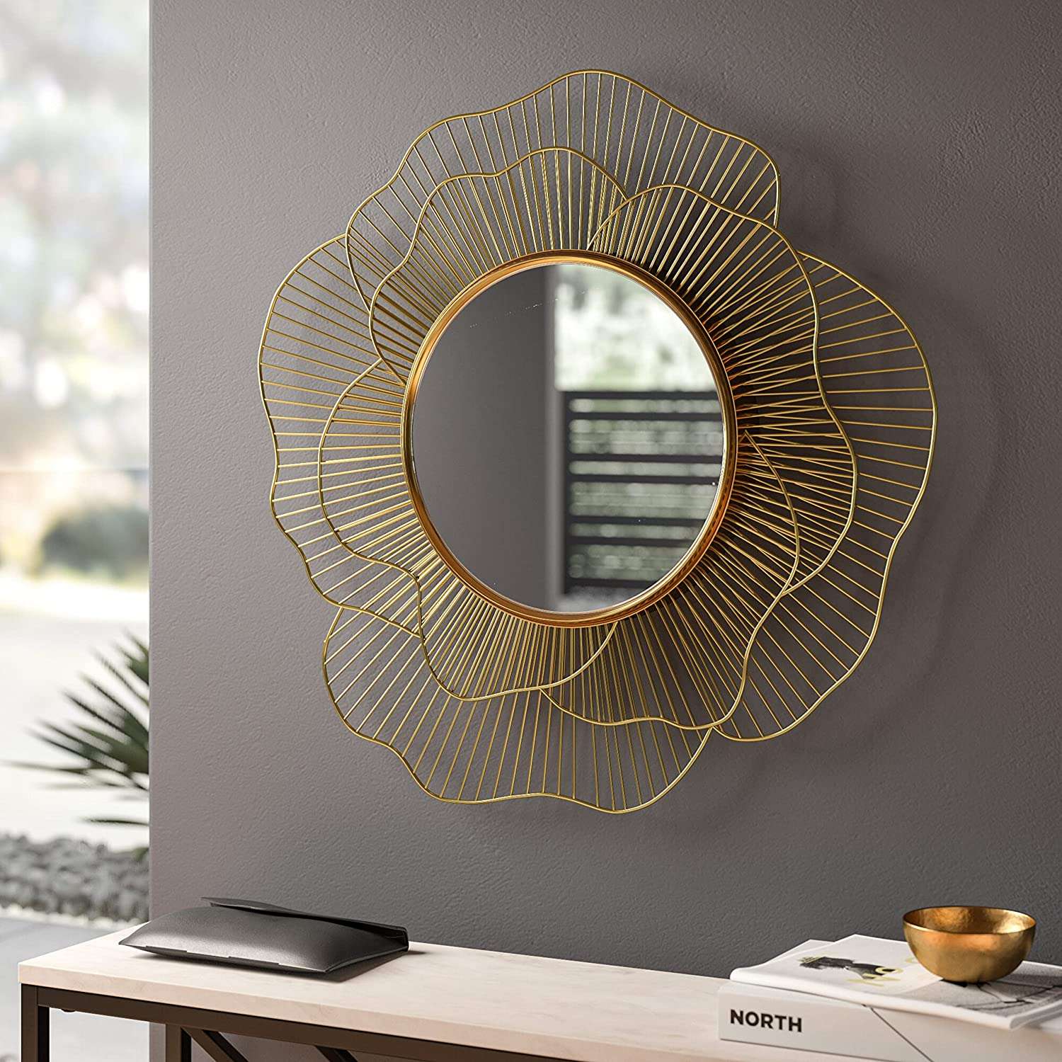 Golden Flower Wall Mirror Writings On The Wall Wall Mirror