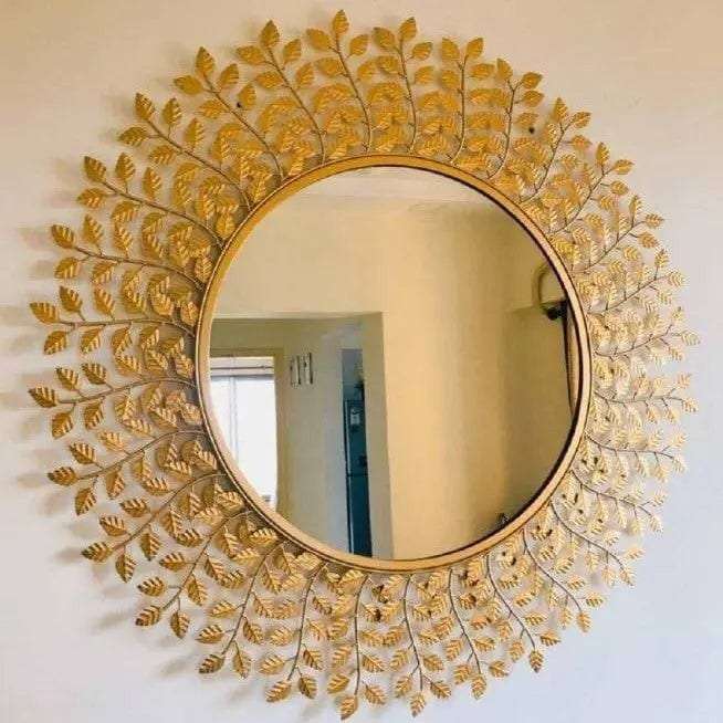 Leaves Pattern Mirror | Round Wall Mirror – Writings On The Wall