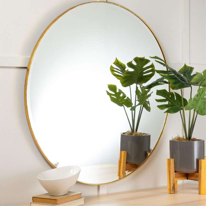 Minimal Golden Round Wall Mirror Writings On The Wall Wall Mirror