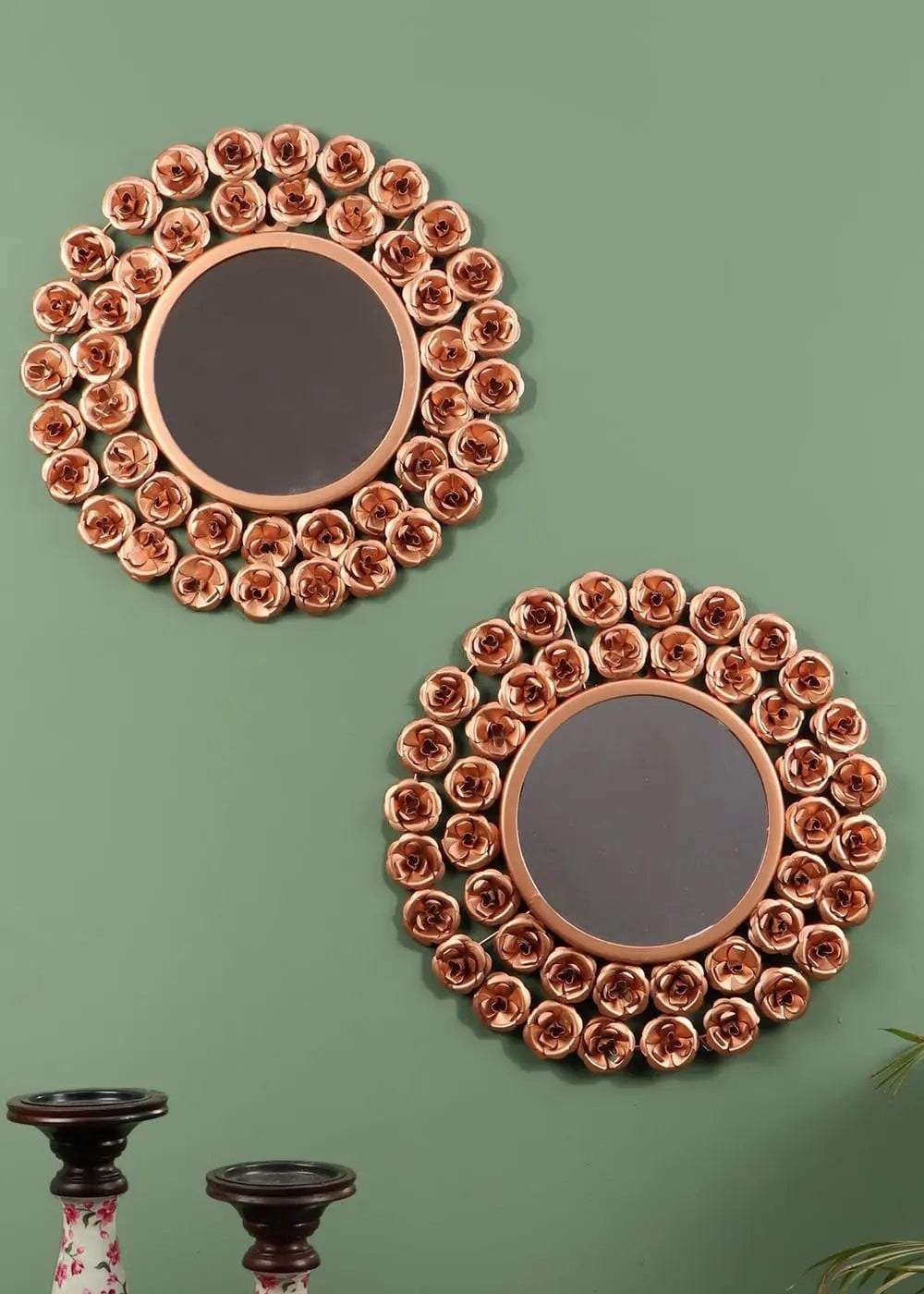 Rose Design Wall Mirror - Set of 2 Writings On The Wall Wall Mirror