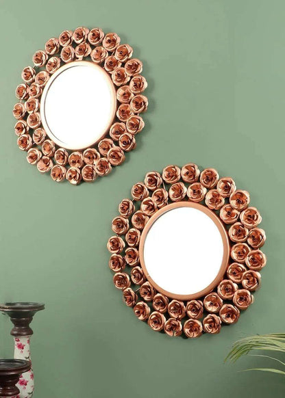 Rose Design Wall Mirror - Set of 2 Writings On The Wall Wall Mirror