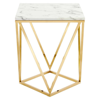 Trapezoid End Table With Stone Top Coffee Tables Writings On The Wall