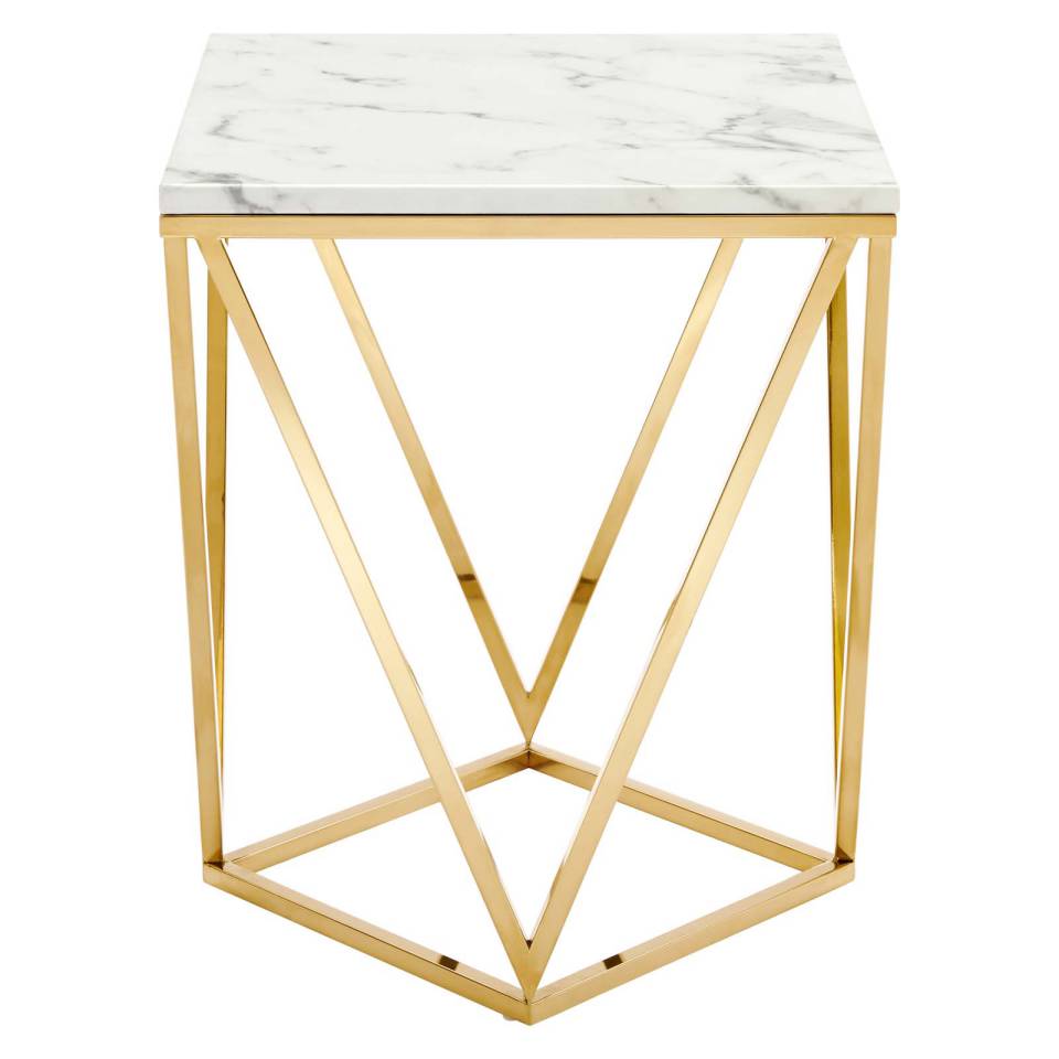 Trapezoid End Table With Stone Top Coffee Tables Writings On The Wall